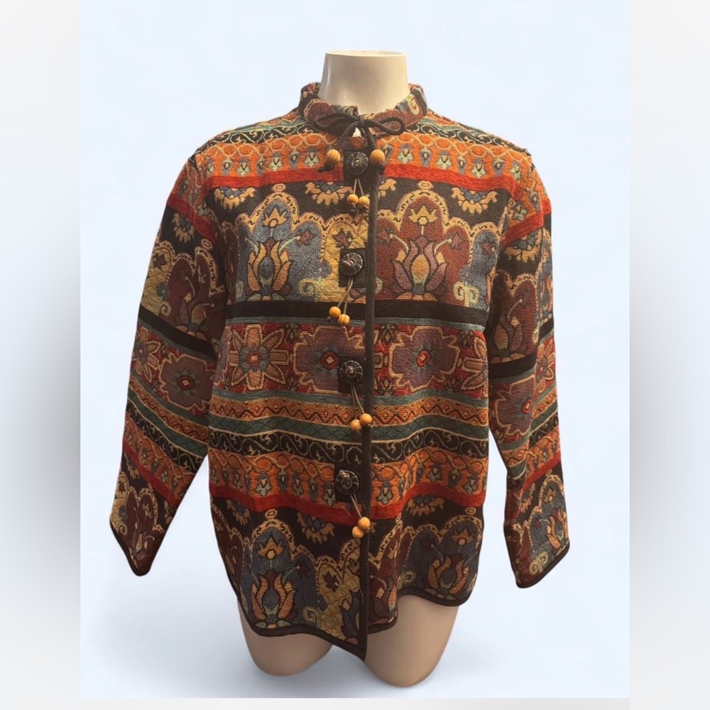 Vintage Flashback Multicolor Woven Tapestry Jacket